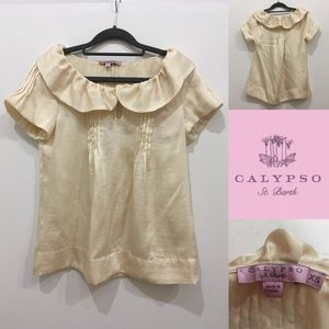 NWOT. CALYPSO ST BARTH SILK BLOUSE. CREAM. SIZE XS